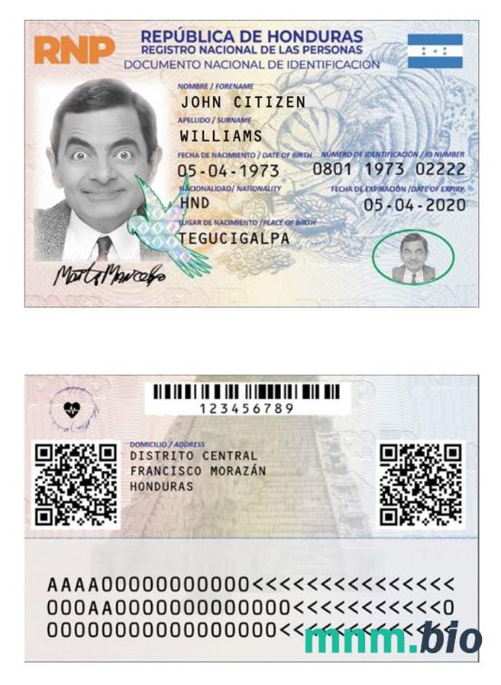 Szablon karty identyfikacyjnej Hondurasu w PSD, z czcionkami, wersja 2